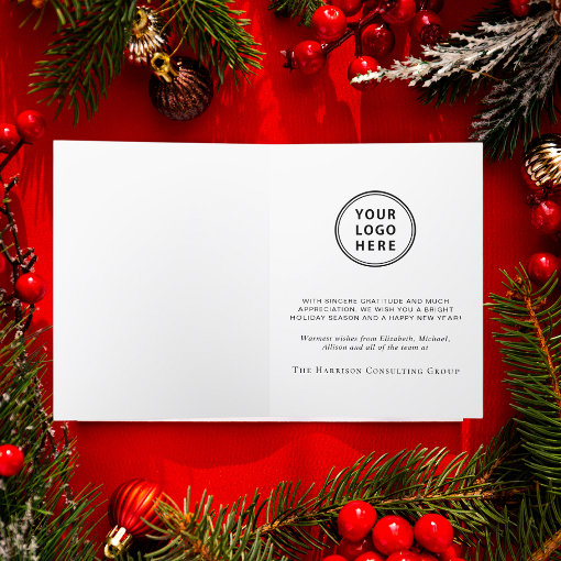 Business Corporate Logo Christmas Watercolor Holiday Card | Zazzle