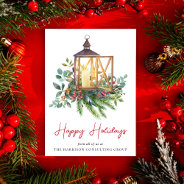 Business Corporate Logo Christmas Watercolor Holiday Card at Zazzle
