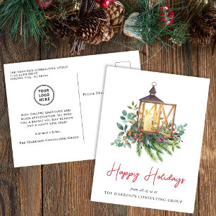Business Corporate Logo Christmas Watercolor Holiday Postcard