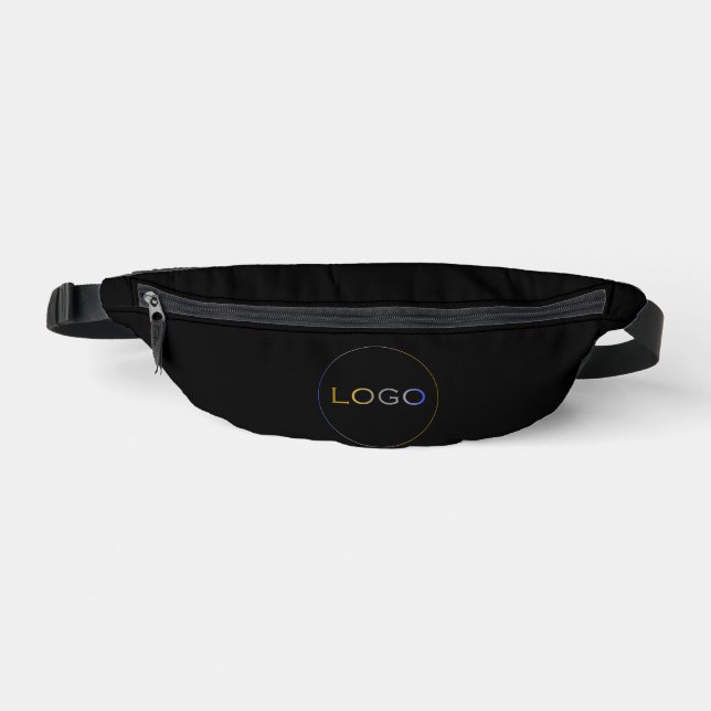 Business Corporate Logo Elegant Minimalist Black Fanny Pack (Front)