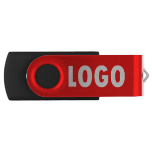 Business Corporate Logo on Bright Red Color Flash Drive