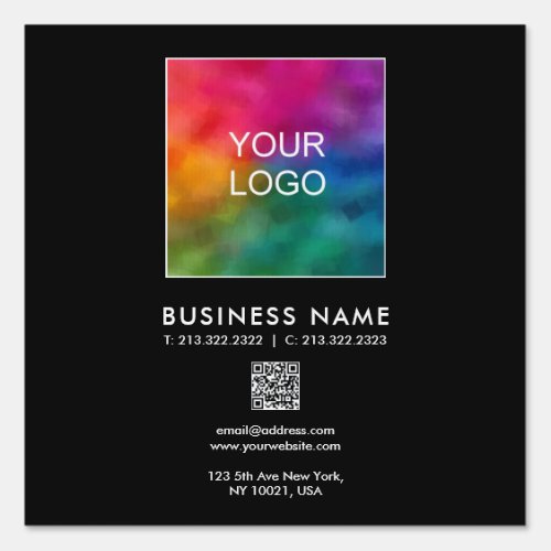 Business Corporate Logo QR Code Template Black Sign