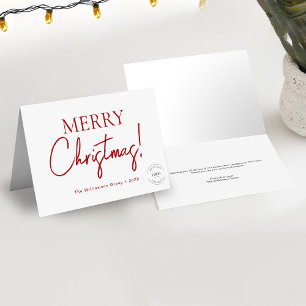 Business Corporate Logo RED Script Merry Christmas Holiday Card