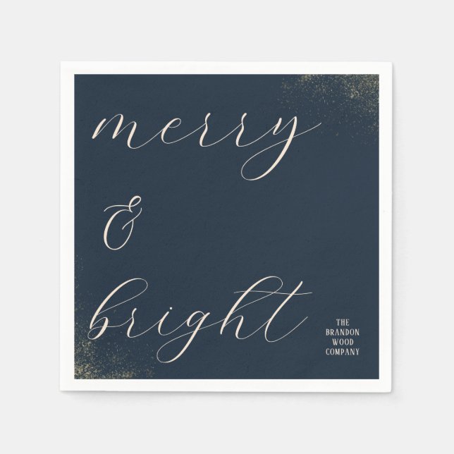 Business Corporate Navy and Gold Holiday Napkins (Front)