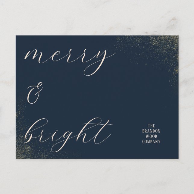 Business Corporate Navy and Gold Holiday Postcard (Front)