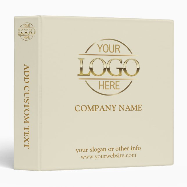 Business Corporate Records Custom Logo Beige 3 Ring Binder (Front/Spine)
