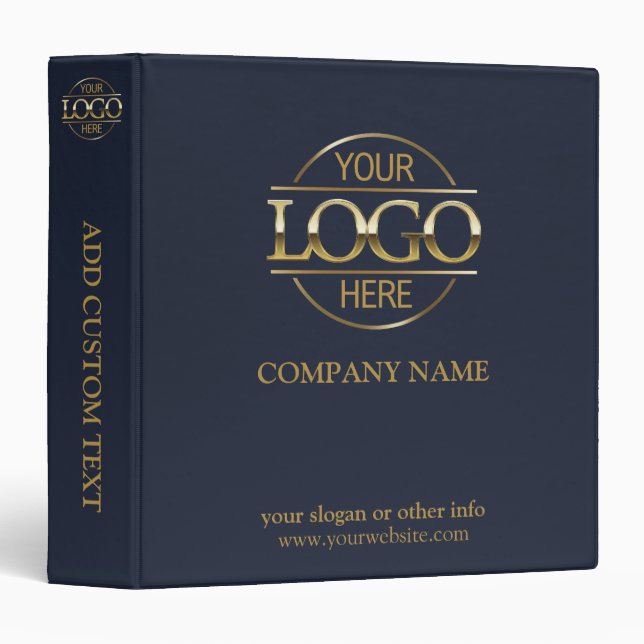 Business Corporate Records Custom Logo Navy Blue 3 Ring Binder (Front/Spine)