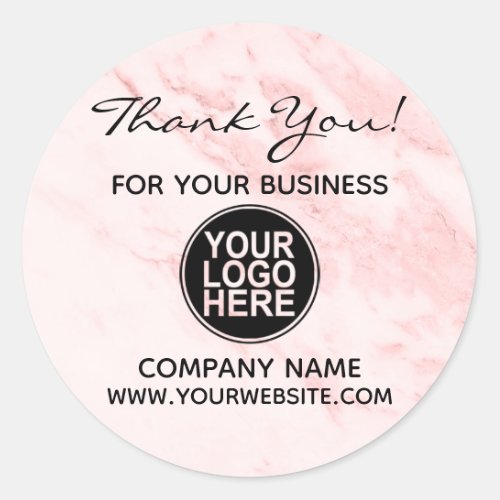 Business Corporate Thank You Custom Logo Marble Classic Round Sticker