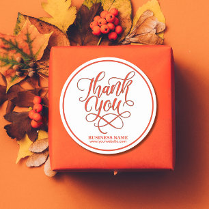 Business Corporate Thank You Red Add LOGO Classic Round Sticker