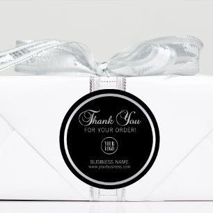Business Corporate Thank You Silver   Add LOGO Classic Round Sticker