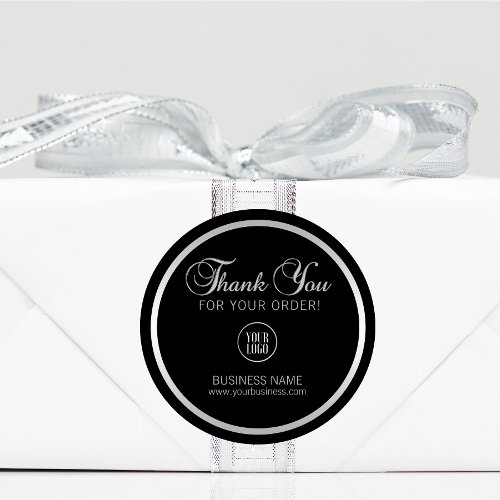 Business Corporate Thank You Silver  Add LOGO Classic Round Sticker