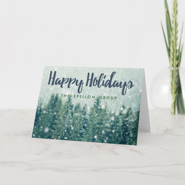 Business Corporate Winter Snow Happy Holidays Card (Front)