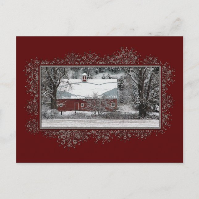 Business Country Barn Christmas Postcard (Front)