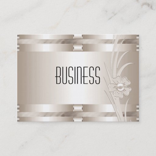 Customizable Business Cream Art Deco Floral Business Cards