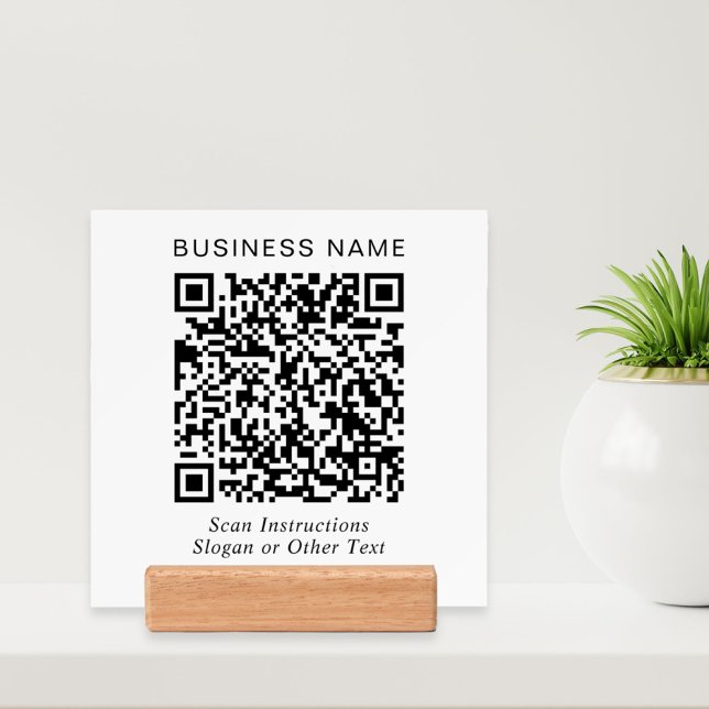 Business Create Your Own QR Code Tabletop Sign  Holder (Input your website address to create a scannable QR code)