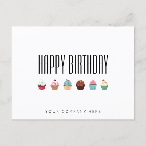 Business Cupcake Happy Birthday Postcard