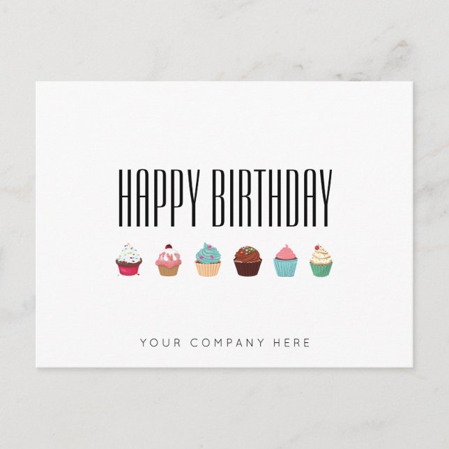 Business Cupcake Happy Birthday Postcard (Front)