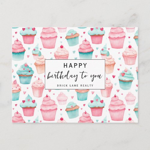 Business Cupcake Happy Birthday  Postcard