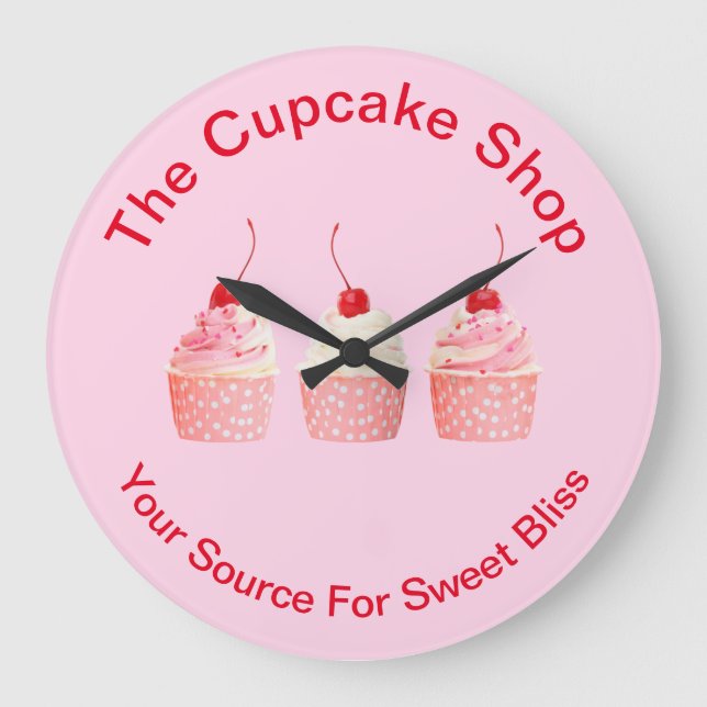 Business Cupcakes Shop Theme Large Clock (Front)
