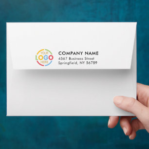 Business Custom Logo Black White Return Address  Envelope