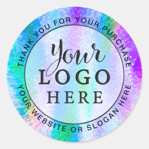 Business Custom Logo Iridescent Holographic Classic Round Sticker