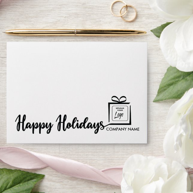 Business custom logo minimalist Happy Holidays Envelope (Wedding)