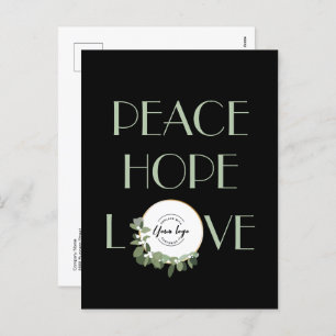 Business Custom Logo Modern Wreath Peace Hope love Holiday Postcard