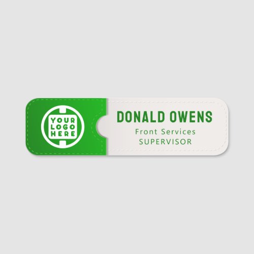Business Custom Logo  Pocket Green Name Tag