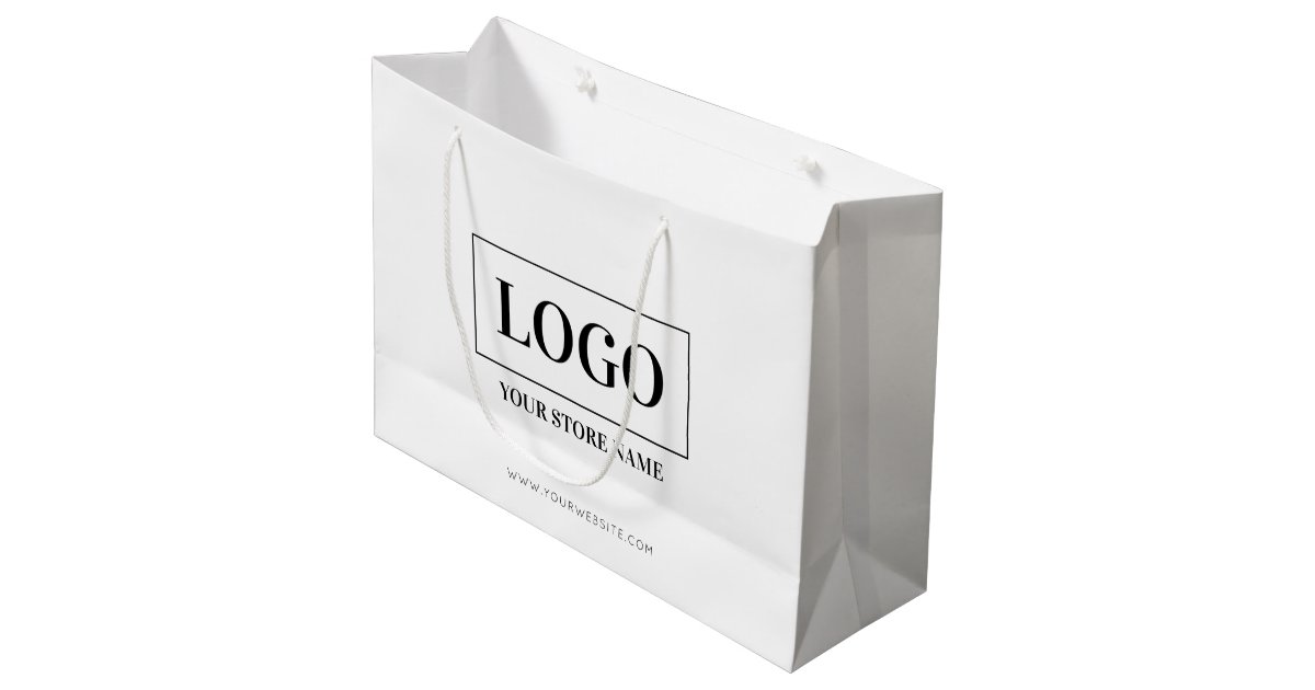 Business Name and Logo on White Paper Bag