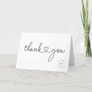 Business customer appreciation Modern heart script Letterpress Thank You Card