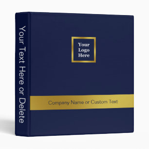 Business Dark Blue and Gold Your Logo Here 3 Ring Binder