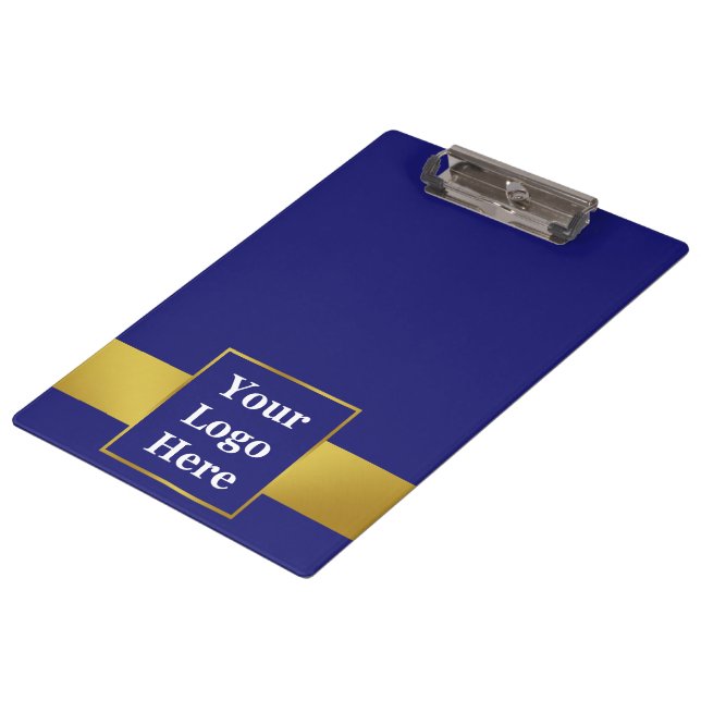 Business Dark Blue and Gold Your Logo Template Clipboard (Angled)