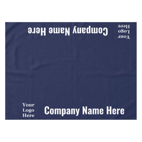 Business Dark Blue and White Company Name and Logo Tablecloth