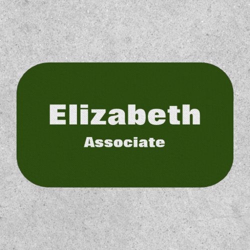Business Dark Green White Job Title Employee Name Patch