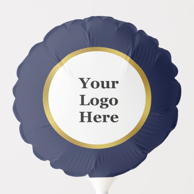 Business Dark Midnight Blue White Gold Your Logo Balloon (Front)