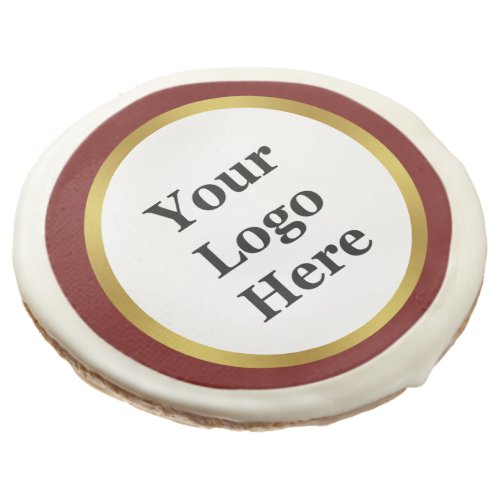 Business Dark Red White Gold Your Logo Here Sugar Cookie