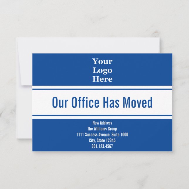 Business Deep Blue and White Moving Announcement (Front)