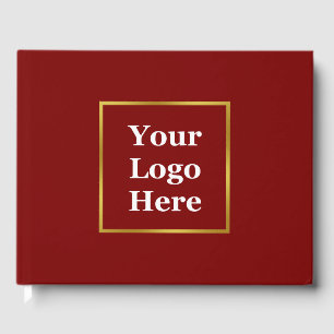 Business Deep Red and Gold Elegant Your Logo Here Guest Book