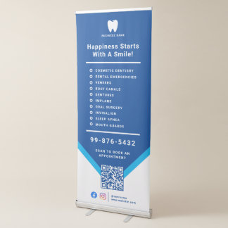 Business Dentist Logo | QR Code Simple Modern Retractable Banner
