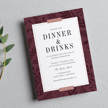 Business Dinner & Drinks - Burgundy Invitation by ClementineCreative at Zazzle