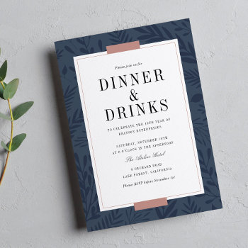 Business Dinner & Drinks - Navy Invitation by ClementineCreative at Zazzle