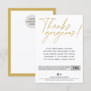 BUSINESS DISCOUNT modern cute ball pen old gold Thank You Card