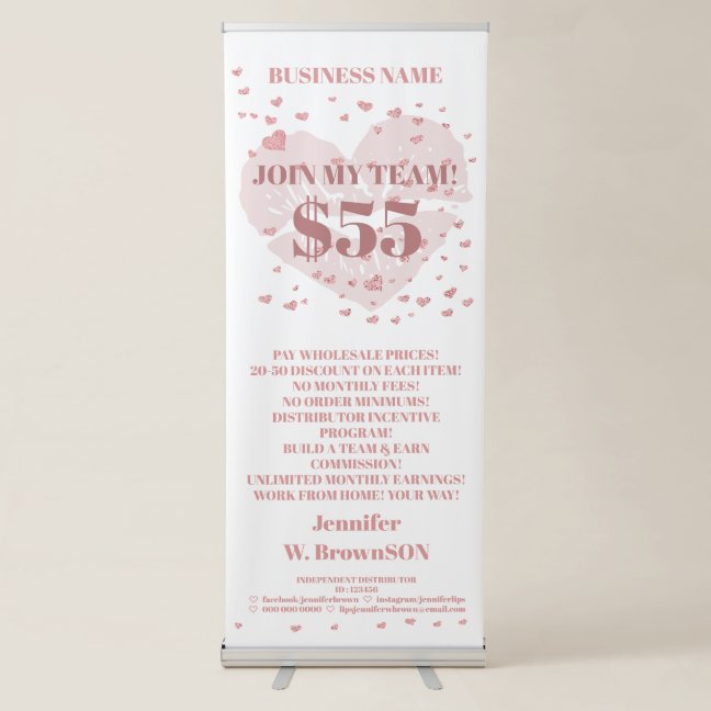 Business distributor heart Makeup Retractable Banner