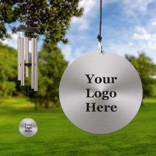 Business DIY Brushed Metal Look Your Logo Here Wind Chime