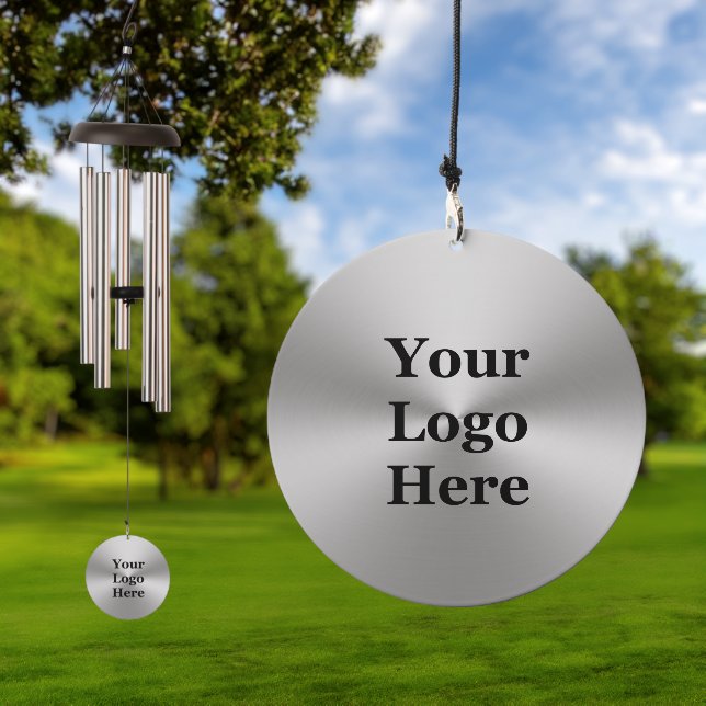 Business DIY Brushed Metal Look Your Logo Here Wind Chime (Outdoor)
