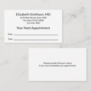 Business Doctor Office White Appointment Reminder Card