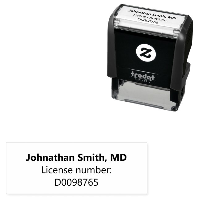 Business Doctor's Name in Bold Font License Number Self-inking Stamp (In Situ)