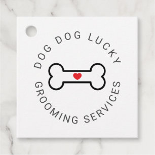 Business Dog bone with a heart Favor Tags