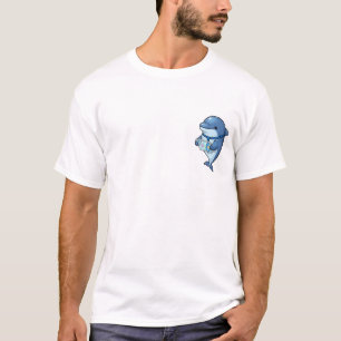 Business Dolphin Holding a Tablet with a Confident T-Shirt