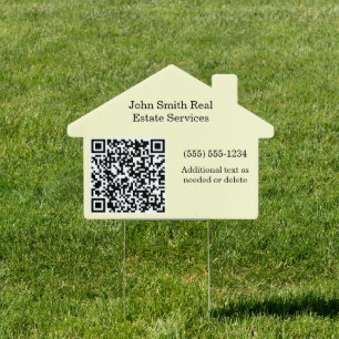 Business Double Sided QR Code Custom House Shape Sign